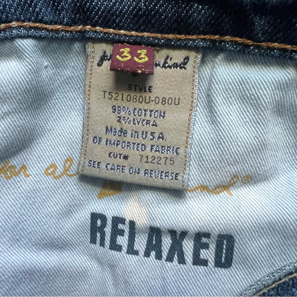 7 For All Mankind Relaxed Distressed Denim Button Straight Leg Jean Size 33 - Picture 8 of 8
